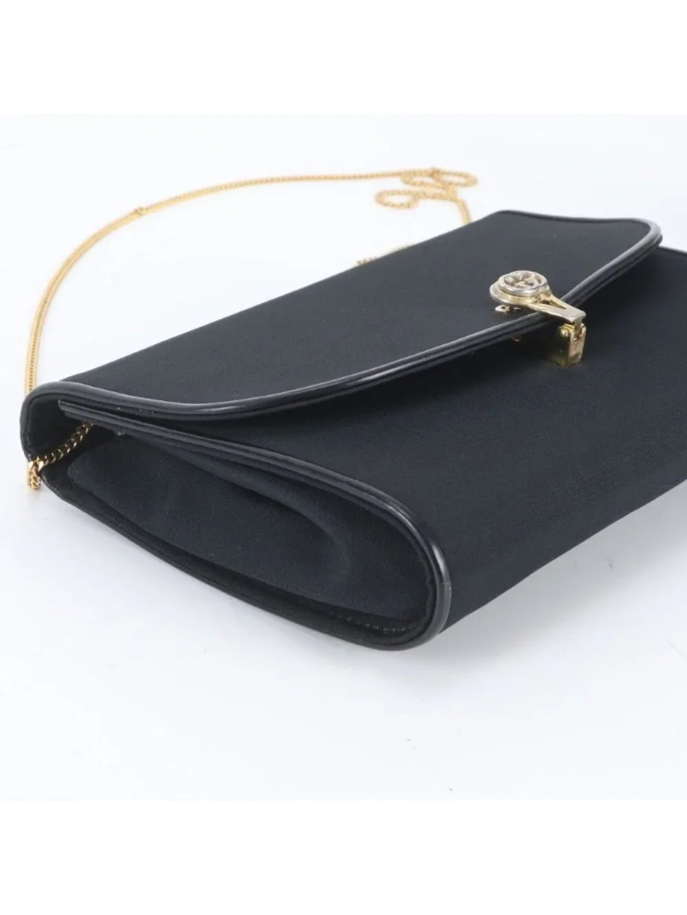★SOLD★ Gucci Vintage Chain Leather Nylon 2-Way Shoulder Bag Crossbody Black - Picture 6 of 9